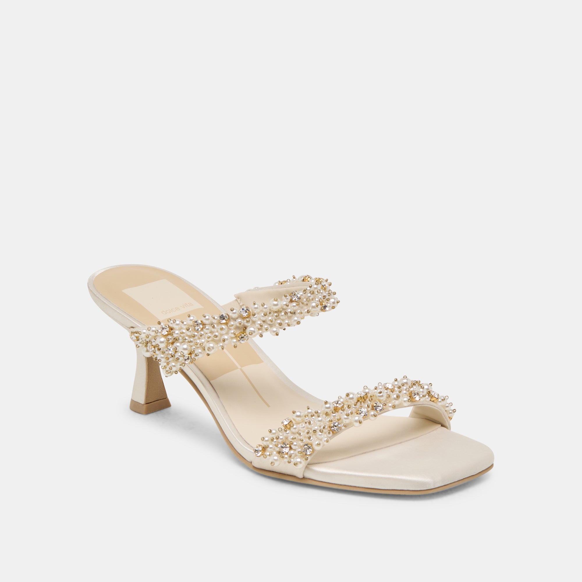GENORA Rhinestone Heels for Women - Elegant Ivory Crystal Embellished High Heels for Parties, Weddings & Special Occasions