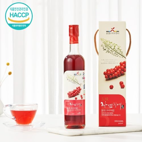 Premium Korean Schisandra Berry Omija Cheong Extract 16.9 oz (500ml) - 100% Natural Syrup Juice with Halal, ISO22000 & HACCP Certification - Great for Cocktails, Tea & Health Drinks