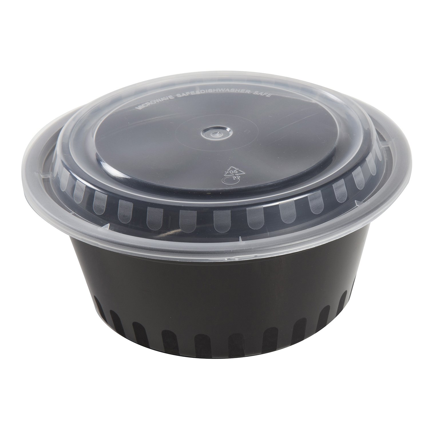AmerCare 7 Inch Round Black Plastic Food Storage Containers with Lids - 38oz Microwave & Freezer Safe - Bulk Pack of 150 - Perfect for Meal Prep, Leftovers & Restaurant Takeout