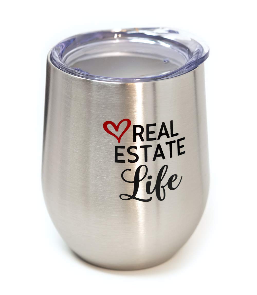 12oz Stainless Steel Vacuum Insulated Wine Tumbler with Lid - Powder Coated Travel Mug for Real Estate Agents | Perfect for Client Meetings, Open Houses & On-the-Go Professionals
