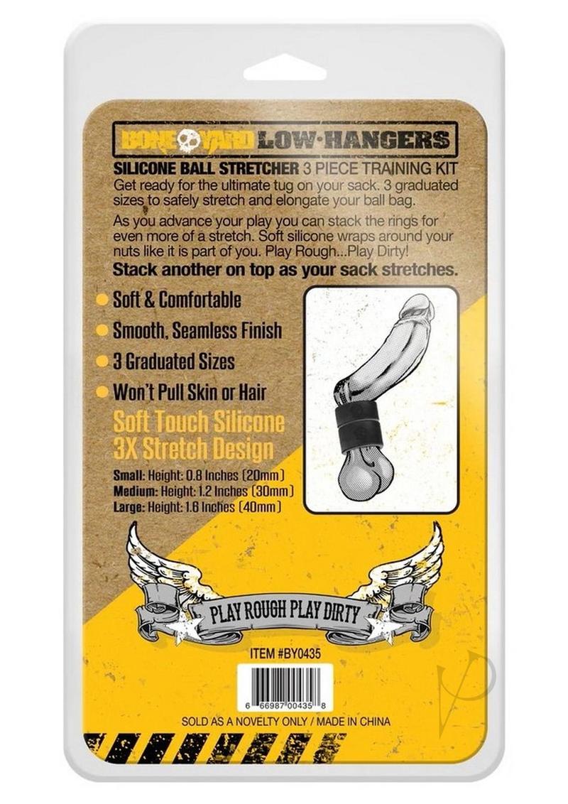 Boneyard Low Hangers Silicone Ball Stretchers (3-Piece Set) - Black | Comfortable Weighted Testicle Weights for Male Enhancement & BDSM Play | Perfect for Sensual Massage, Intimacy & Fetish Exploration