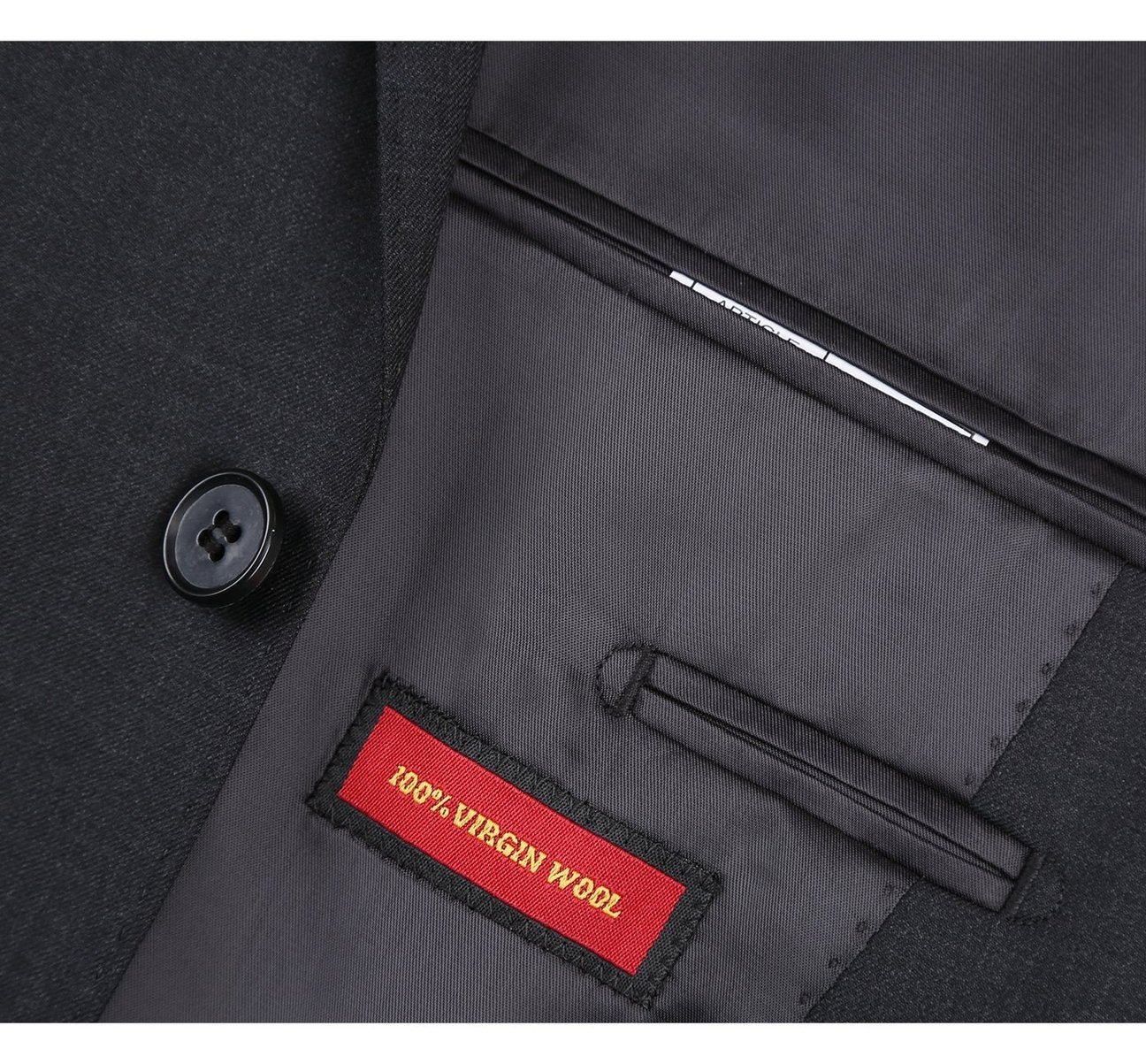 Alessandro Vitello by Renoir Men's Slim Fit 2-Button Wool Suit with Notch Lapel - Perfect for Business Meetings, Weddings & Formal Events (Style 555)