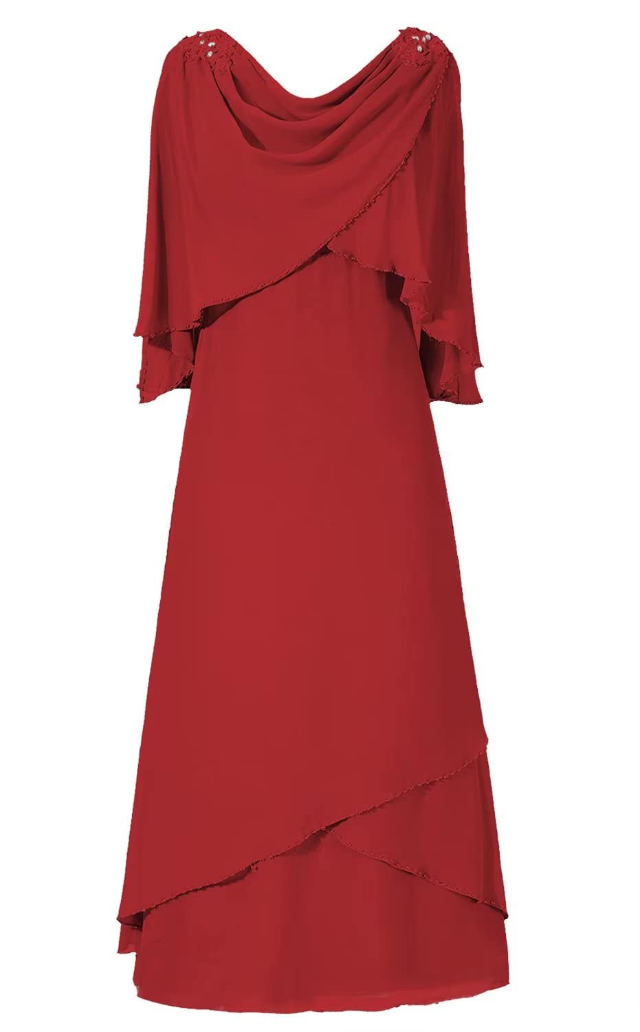 Elegant Plus Size Mother of the Bride Dresses with Cape - Formal Wedding Gowns for Women, Mother of the Groom Outfits - Perfect for Church Ceremonies, Evening Receptions & Special Occasions