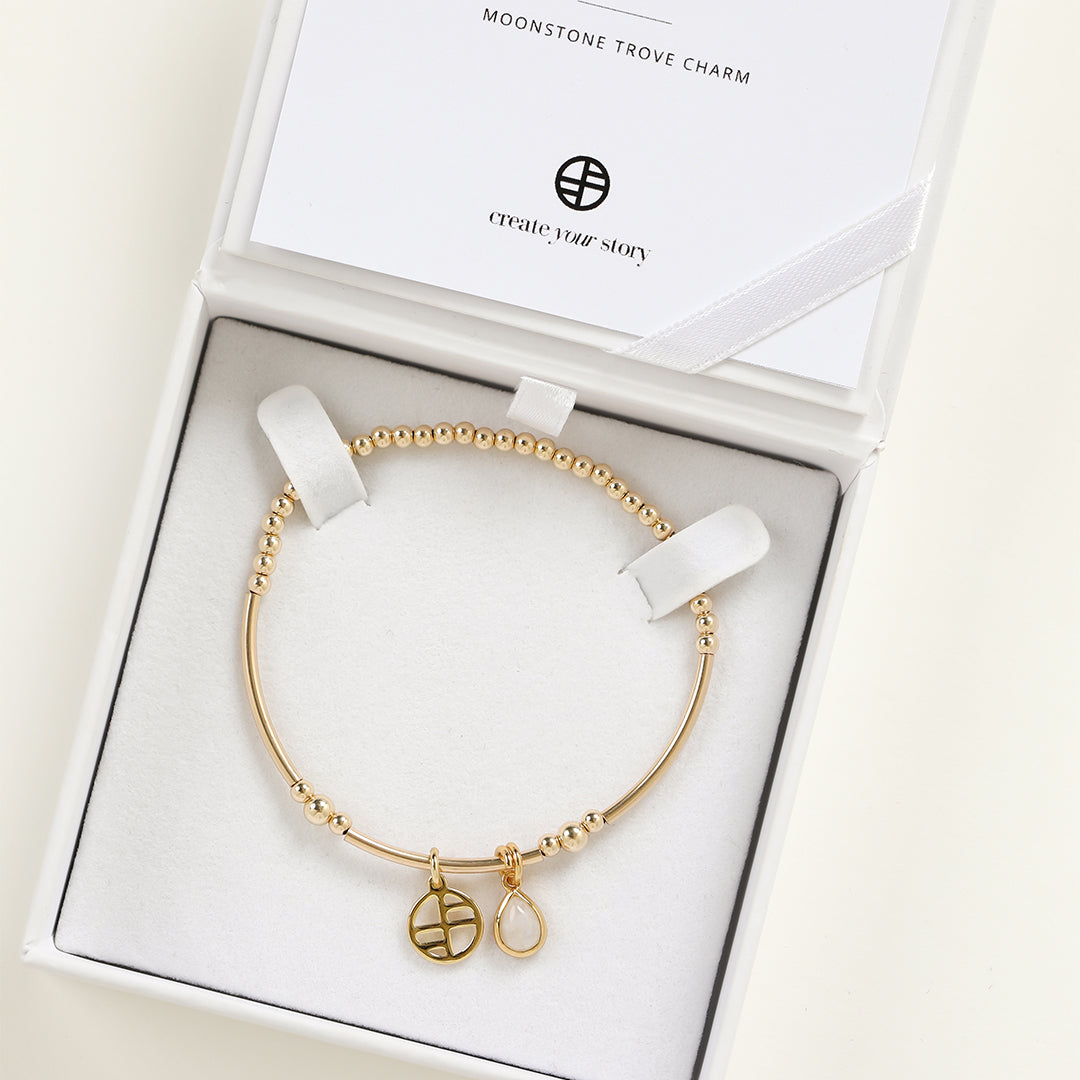 Moonstone Trove Charm Bracelet - Elegant Crystal Beaded Jewelry for Women | Perfect for Boho Style, Gift Giving & Everyday Wear