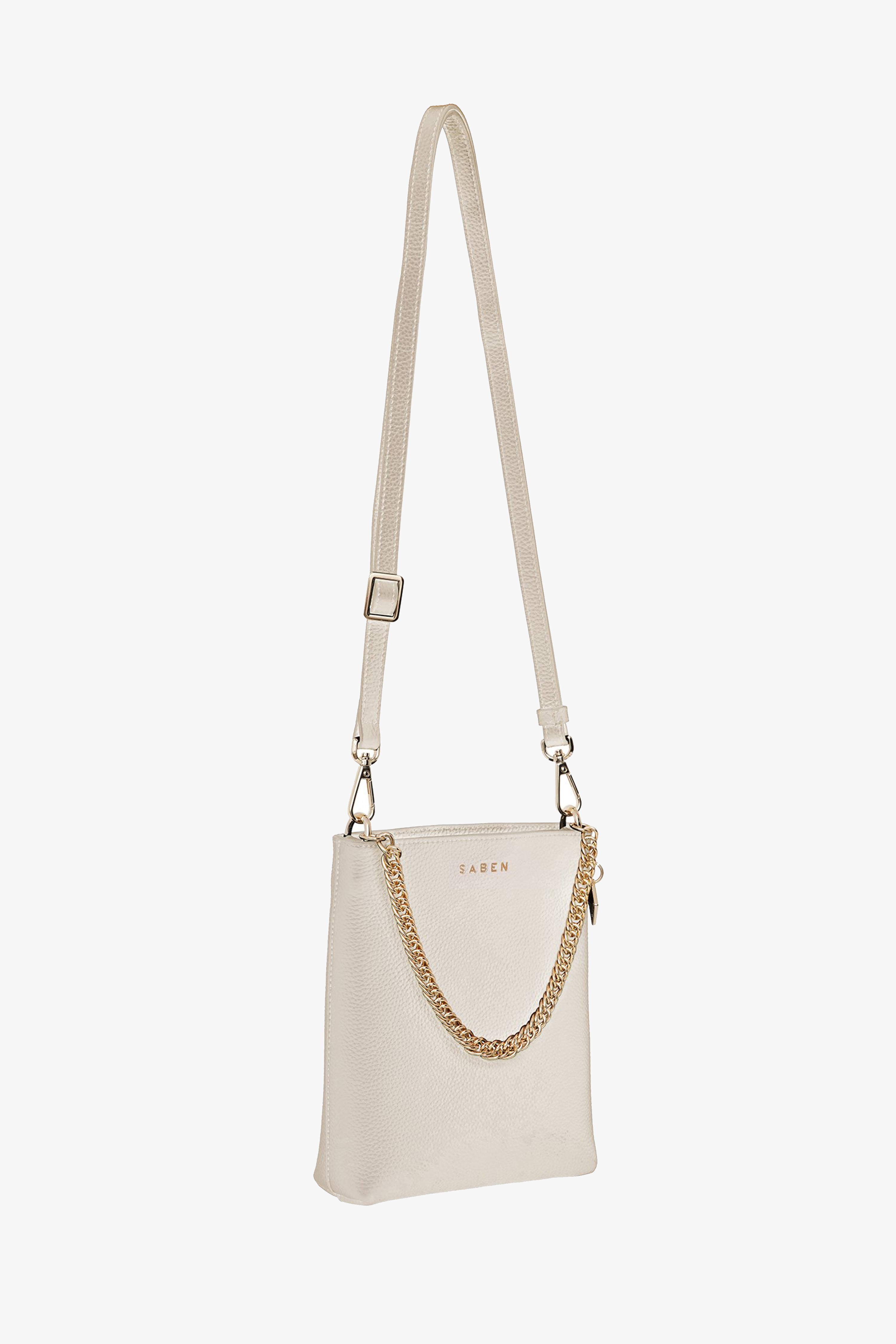 Luxury Coco Alabaster Leather Bucket Bag with Gold Chain Strap - Elegant Women's Shoulder Handbag for Work, Date Night & Special Occasions