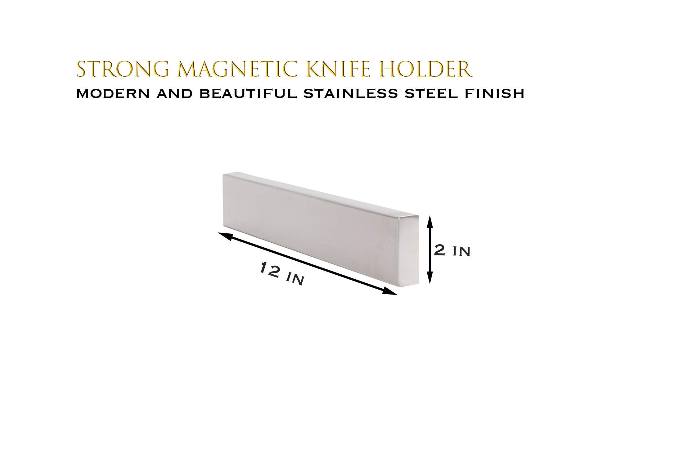 12 Inch Stainless Steel Magnetic Knife Holder for Wall - Strong Knife Strip Rack for Kitchen Knives & Utensils - Perfect for Home Chefs & Professional Kitchens