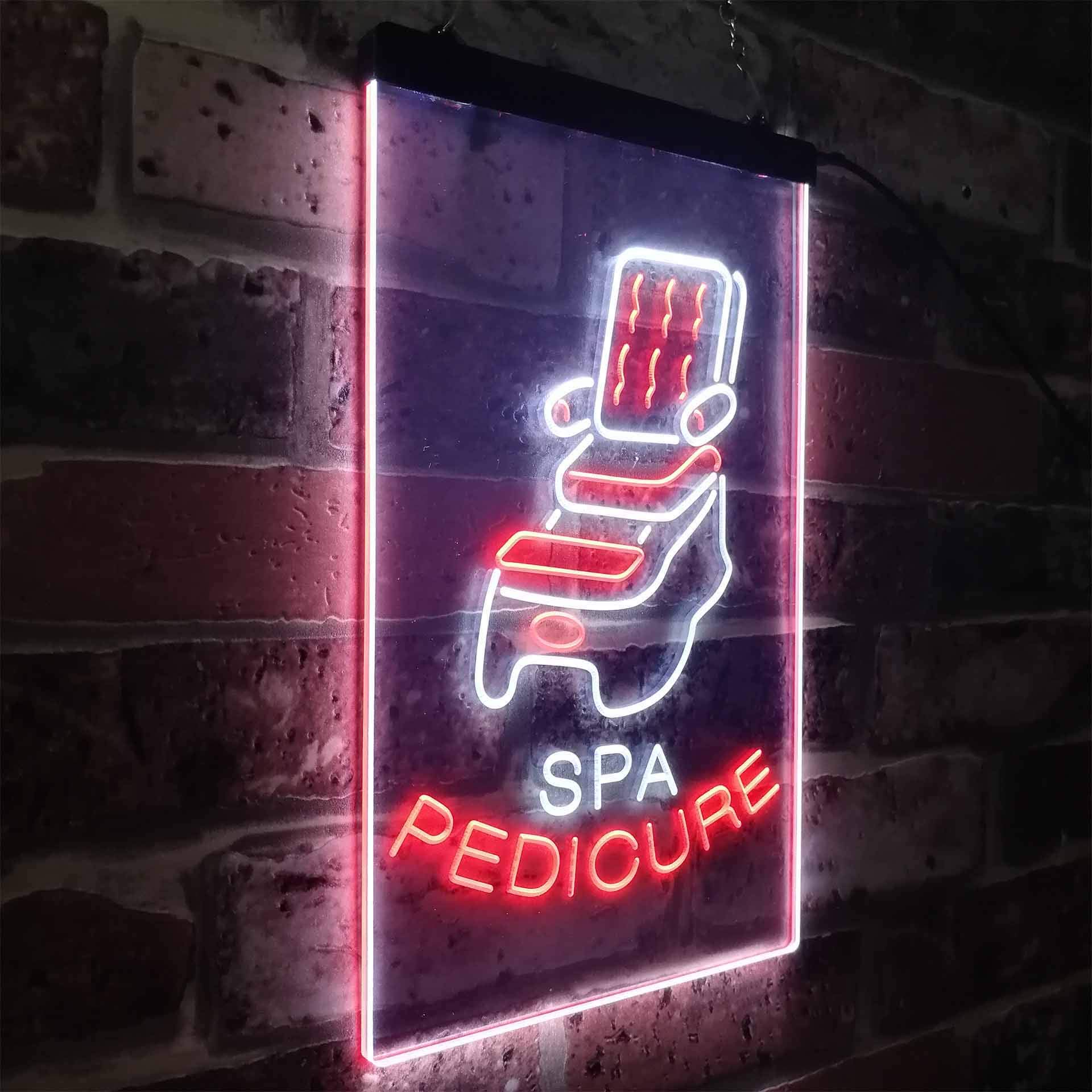 ADVPRO Spa Pedicure Massage Chair with Dual Color LED Neon Sign - White & Red (16