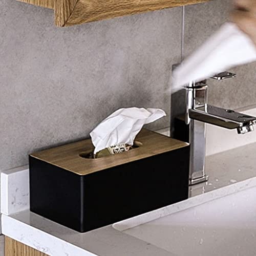 Premium Wooden & Plastic Tissue Box Holder - Decorative Home & Car Storage Organizer for Living Room, Bedroom, Office & Vehicle Use