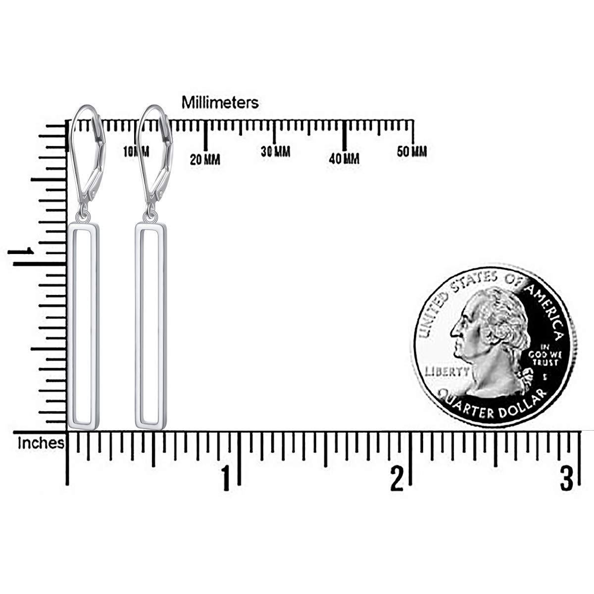 S925 Sterling Silver Vertical Bar Rectangle Dangle Drop Earrings for Women & Teens | Elegant Minimalist Jewelry for Parties, Dating & Everyday Wear