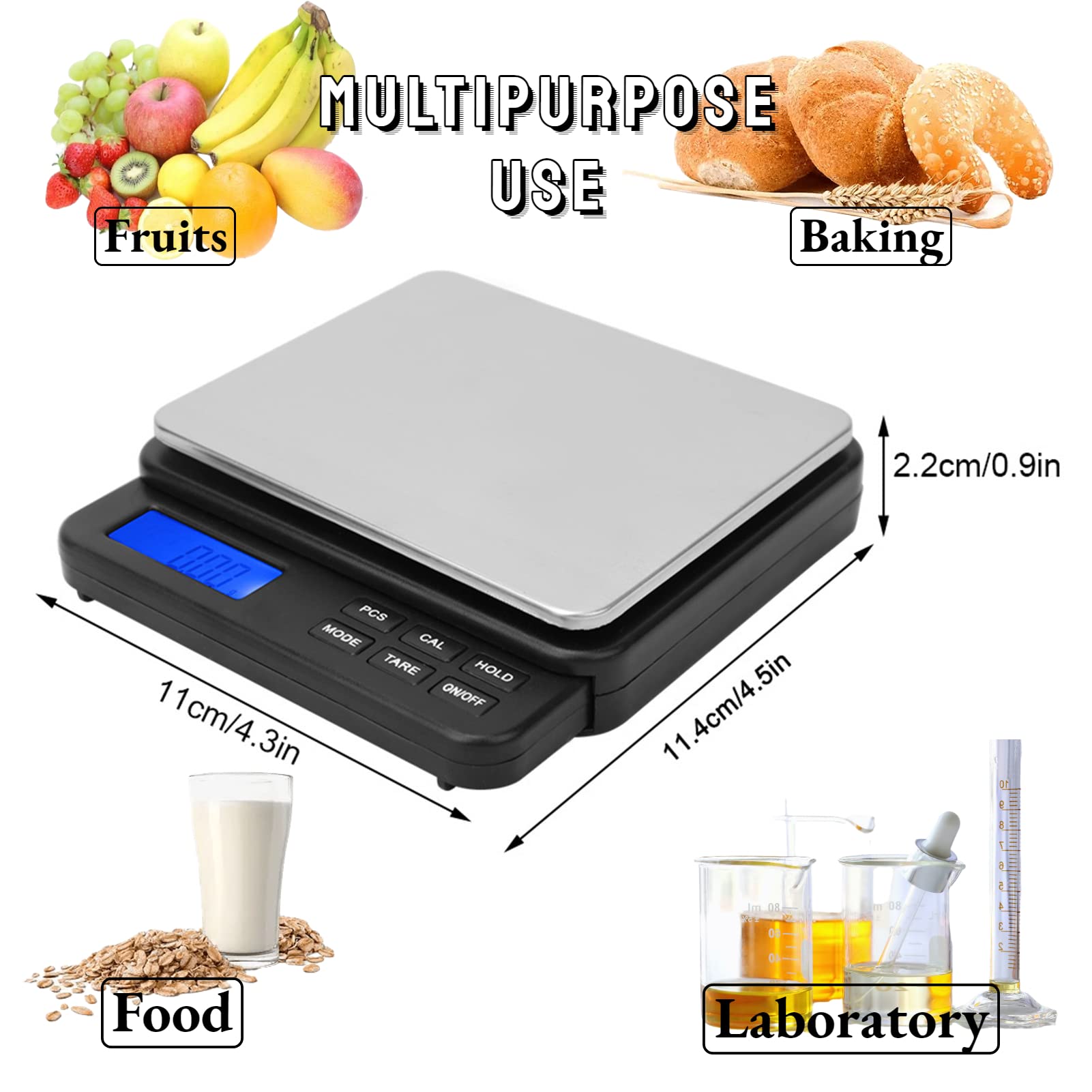Precision Digital Kitchen Scale 1000g/0.01g - Mini Electronic Food Scale for Baking, Cooking, Jewelry & Lab Use - Compact Portable Weight Scale for Home, Office & Scientific Measurements (Black)