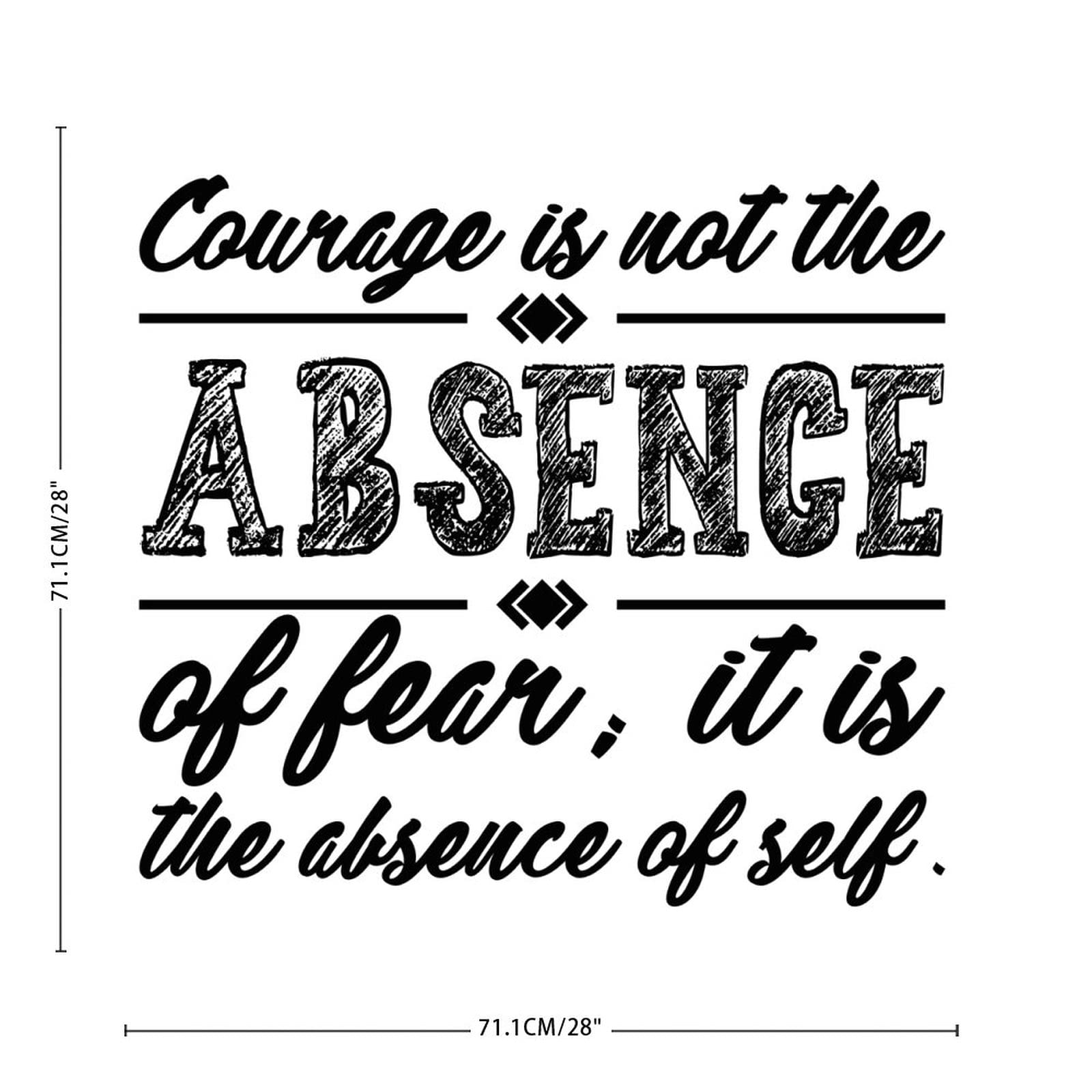Removable Wall Decal Sticker - Inspirational 'Courage is Not The Absence of Fear' Quote Vinyl Art for Home, Bathroom Mirror, Classroom & Teen Room Decor | Easy Peel & Stick Wall Mural