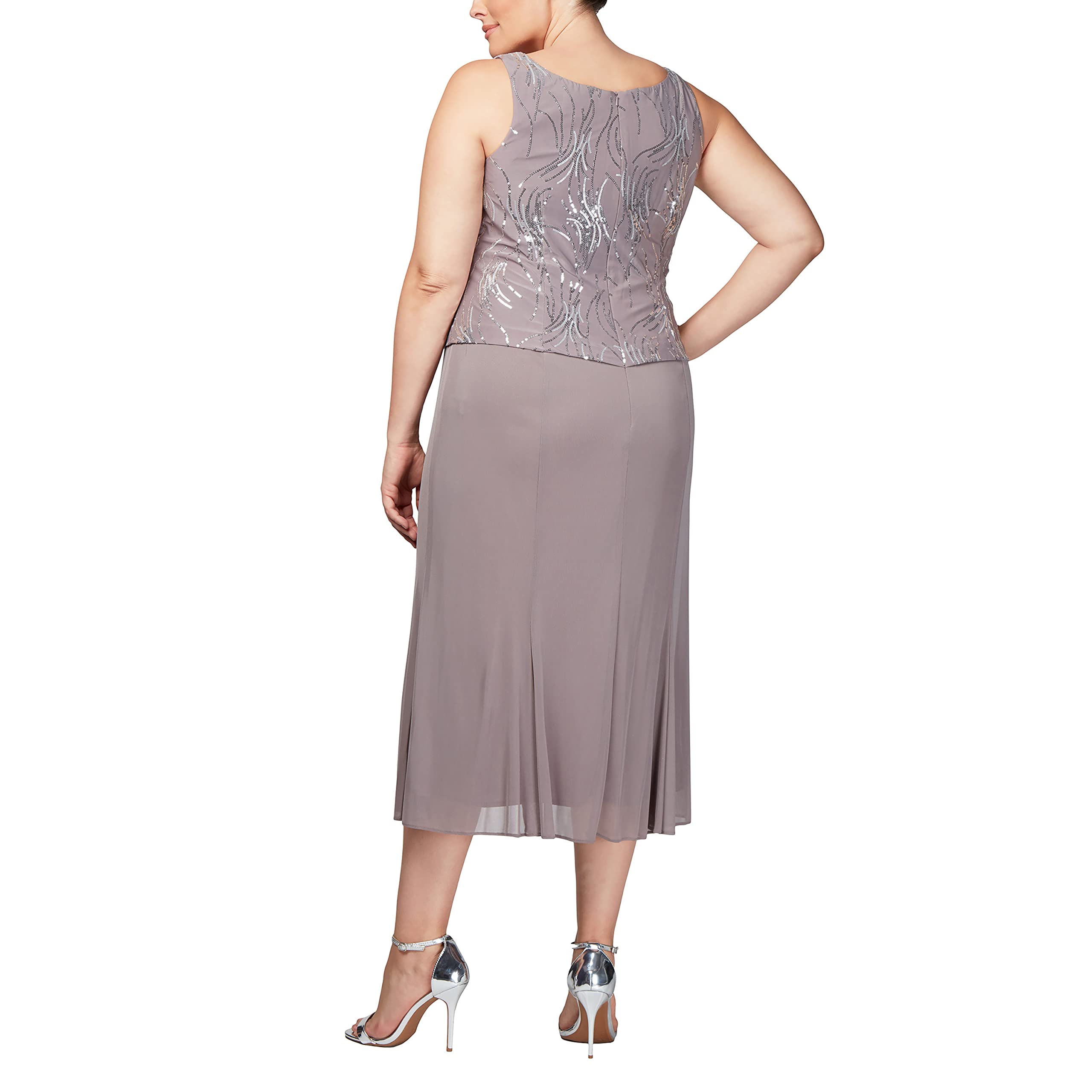 Alex Evenings Women's Plus Size Tea-Length Mother of The Bride Jacket Dress for Weddings, Formal Events & Special Occasions - Elegant Wedding Guest Outfit for Bridal Parties, Cocktail Receptions & Evening Galas