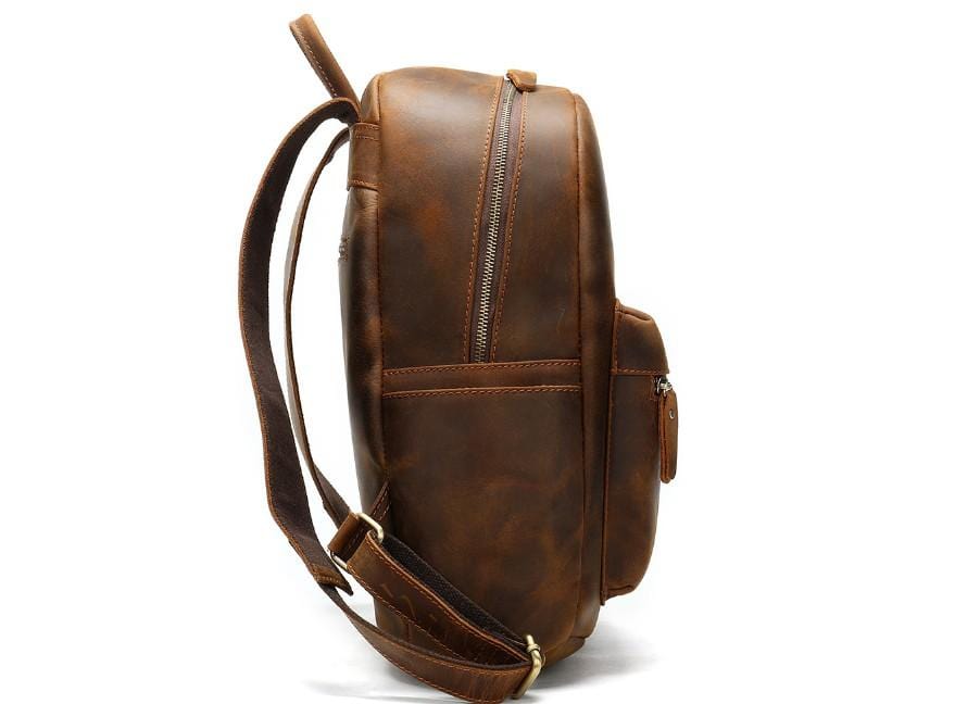 Durable Brown Leather High School Backpack for Teen Boys & Girls - Stylish Laptop Bookbag for School, College & Travel