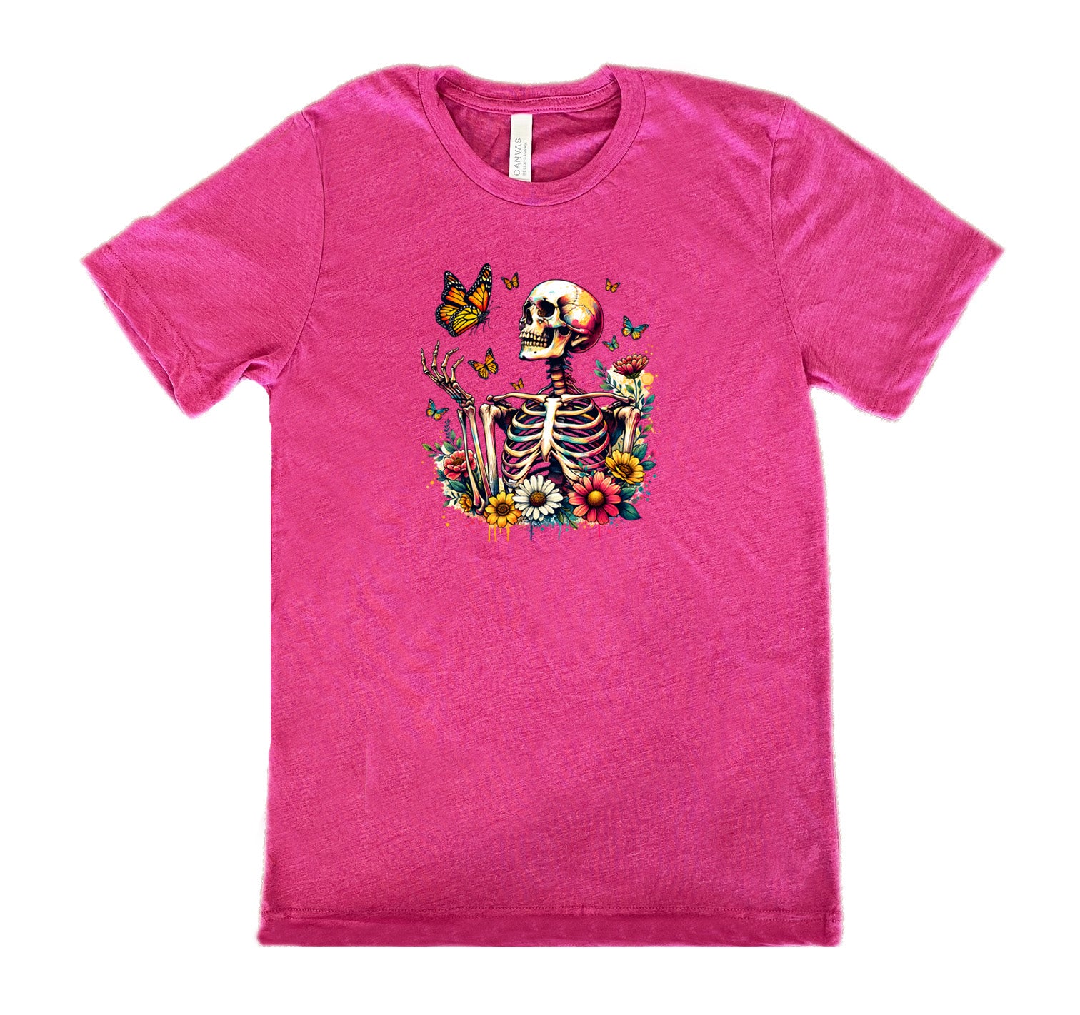 Skeleton Butterflies Graphic T-Shirt for Men & Women | Gothic Unisex Tee for Casual Wear, Halloween, and Alternative Fashion