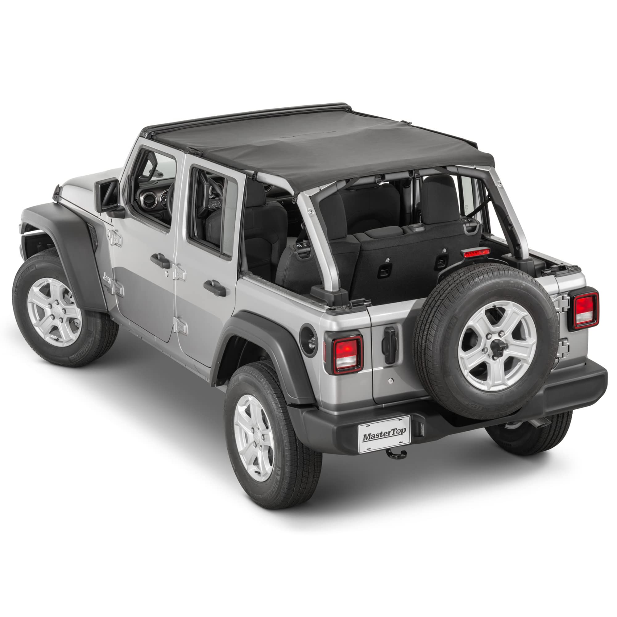 MasterTop Bimini Top for Jeep Wrangler JLU JL Unlimited 4-Door (2018-2023) - Black Diamond Mesh Sunshade & Summer Soft Top - Perfect for Beach, Off-Road & Open-Air Driving