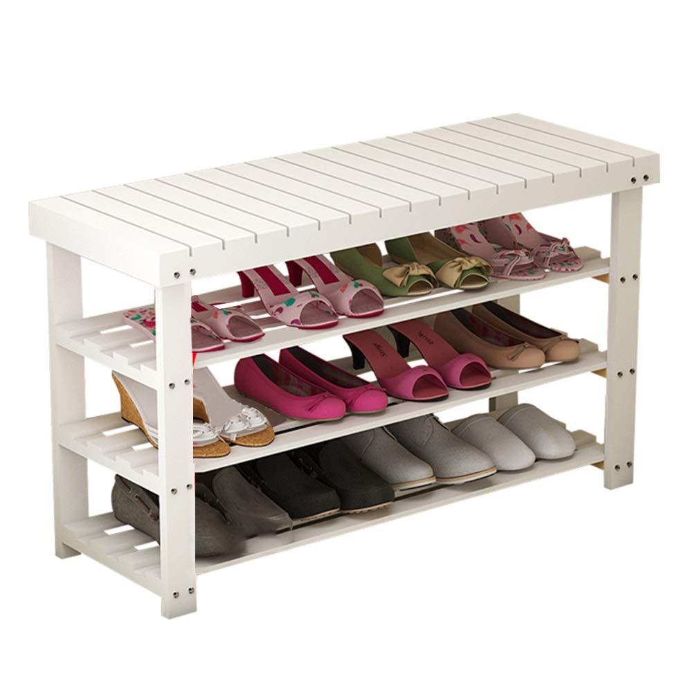 3-Tier Wooden Shoe Rack Organizer - Free Standing Shoe Storage Shelf for Entryway, Hallway & Closet (31x11x21 Inches, White) - Perfect for Small Spaces & Home Organization