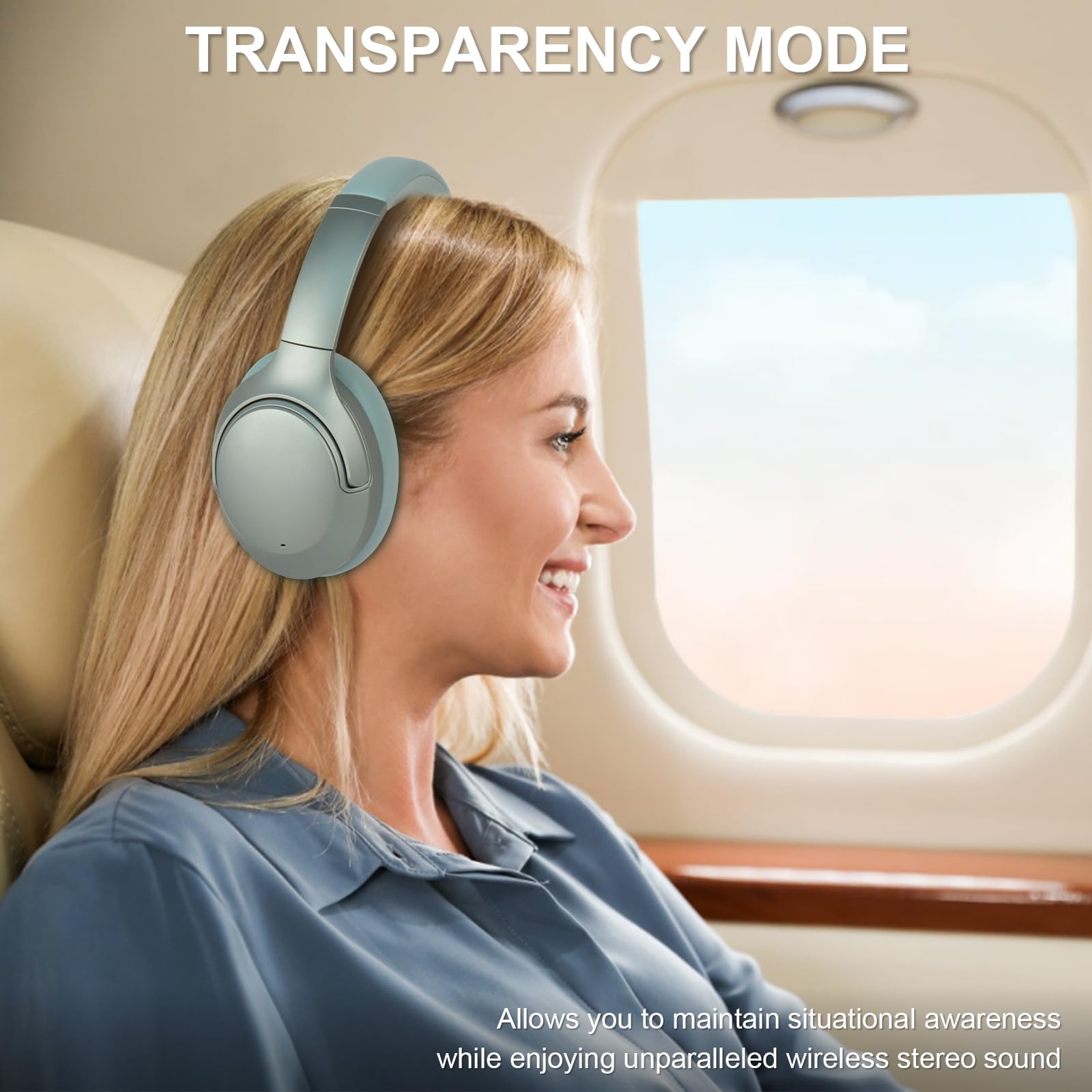 T-fun NC50 Hybrid Active Noise Cancelling Wireless Bluetooth 5.3 Headphones - Foldable Over Ear Design with App Custom EQ, 65H Playtime, Low Latency Gaming Mode & Multipoint Connection - Perfect for Travel, Work & Gaming