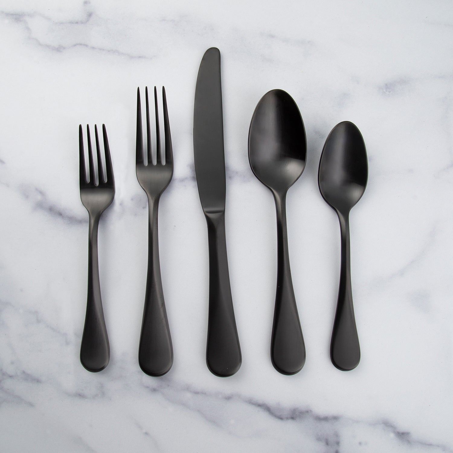 Eloquence Black Satin 20-Piece Flatware Set - Premium Stainless Steel Cutlery Set for Formal Dining, Wedding Gifts & Elegant Dinner Parties