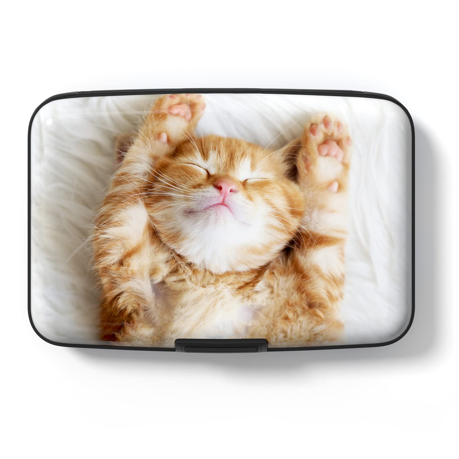 RFID Blocking Metal Credit Card Holder Wallet - Slim ID & Business Card Case for Women & Men - Cute Cat Design - Perfect for Travel, Work & Everyday Use