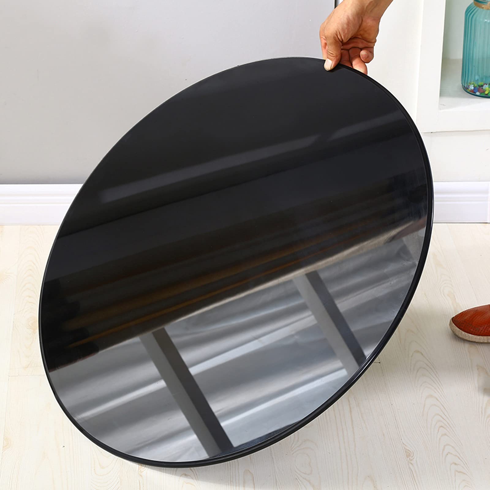 AILILI 15in 18in 19in 24in 27in 28in Round Black Tempered Glass Table Top - Durable Plate Glass Replacement for Dining Tables & Coffee Tables - Perfect for Modern Home Decor & Office Furniture (28in/70cm)