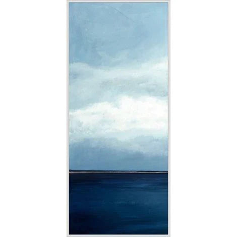 Calm Horizon Panel 1 Canvas Wall Art With Silver Floater Frame - Modern Abstract Landscape Painting for Living Room, Bedroom & Office Decor