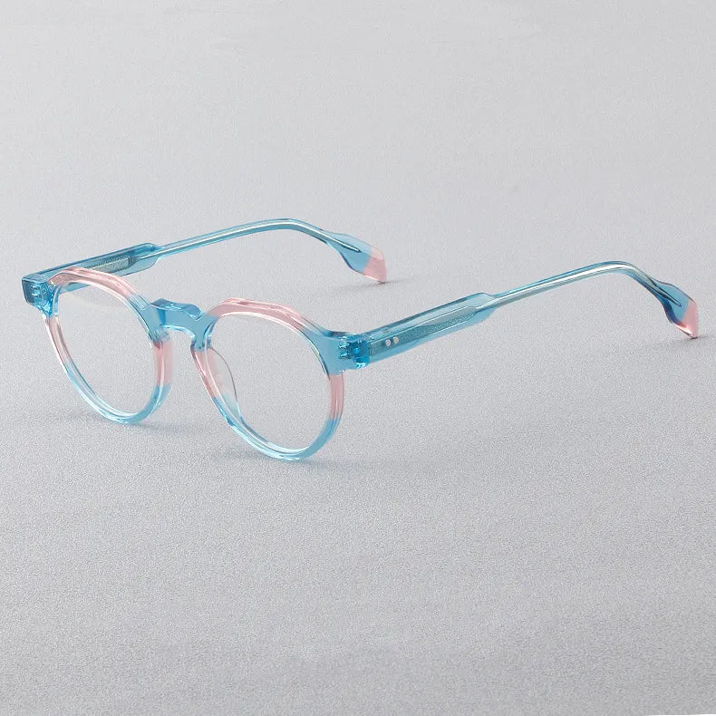 CCspace Women's Full Rim Flat Top Round Acetate Eyeglasses 56910 - Stylish Retro Frames for Reading, Work & Everyday Fashion