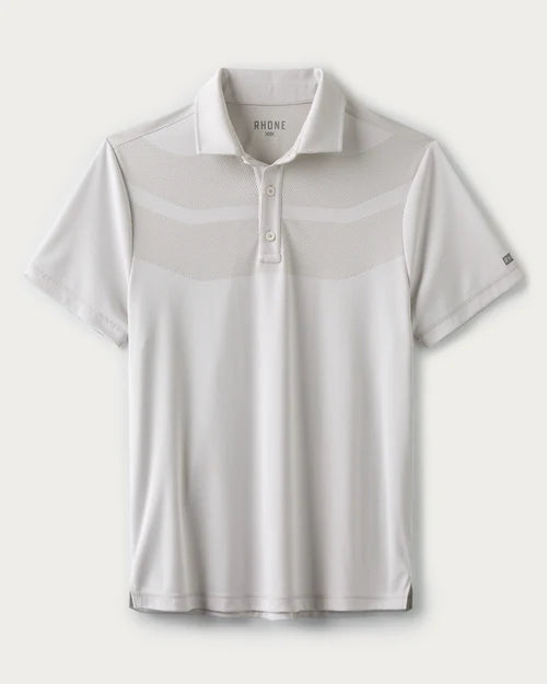 Rhone Men's Cross Court Polo Shirt - Breathable Performance Golf & Tennis Shirt in Bright White/Sleet Gray - Perfect for Workouts, Casual Wear & Outdoor Activities