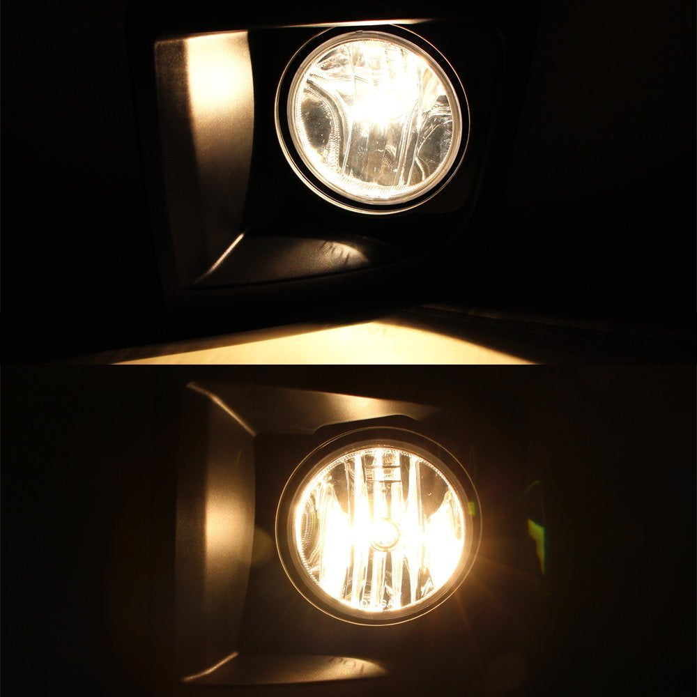 Clear Lens Fog Lights with Bezel Cover & Wiring Kit for 2014-2015 GMC Sierra 1500 - Durable Off-Road Lighting for Night Driving and Adverse Weather Conditions