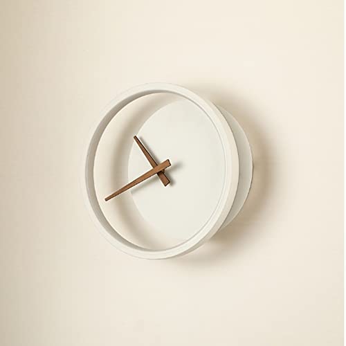 Modern Wall Clock with LED Lamp - Minimalist Silent Bedroom & Living Room Decor - Stylish Night Light for Home, Office, Restaurant (White Lampshade) | Perfect for Bedside Reading, Ambient Lighting & Wall Decoration