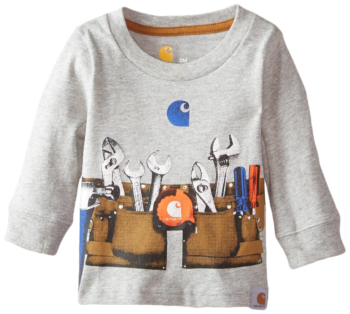 Carhartt Baby Boys' Long Sleeve T-Shirt - Soft Cotton Crewneck Tee for Toddlers | Perfect for Playtime, Daycare & Family Outings