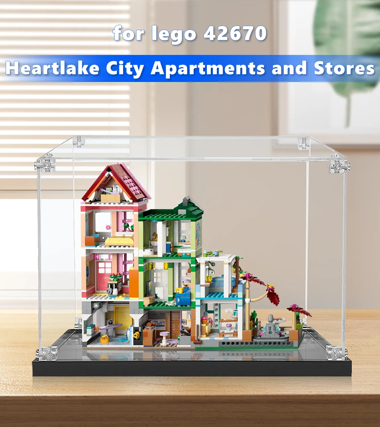 LEGO® Friends Heartlake City Apartments and Stores 42670 Display Case - Protective Showcase for Collectible Building Sets - Perfect for Home Decor, Gift Giving, and Displaying LEGO Creations
