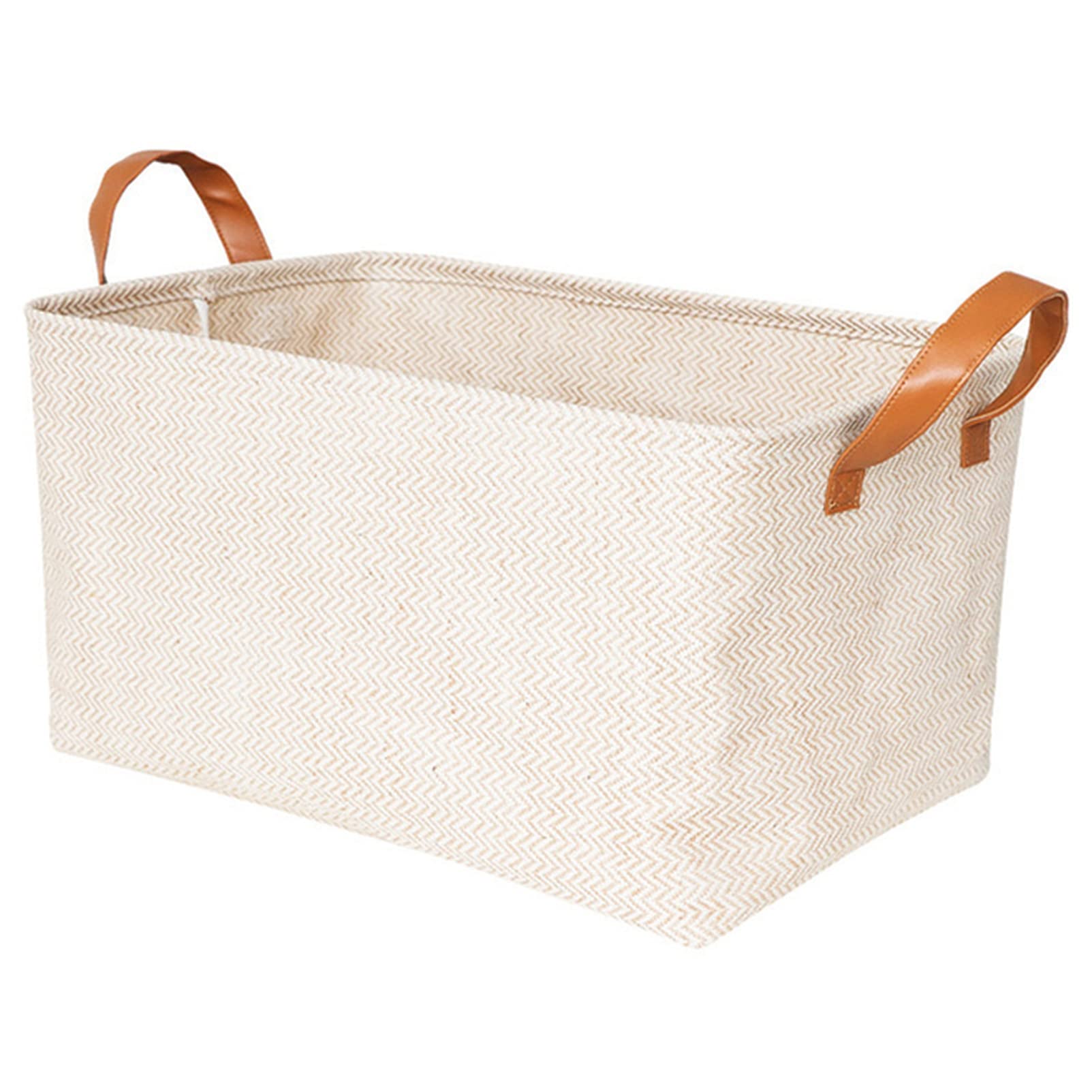 Eco-Friendly Foldable Woven Storage Basket for Christmas Tree, Toys & Laundry - MyCk Organizer Box with Handles (37x26x22cm, Beige) | Perfect for Holiday Decor Storage & Home Organization