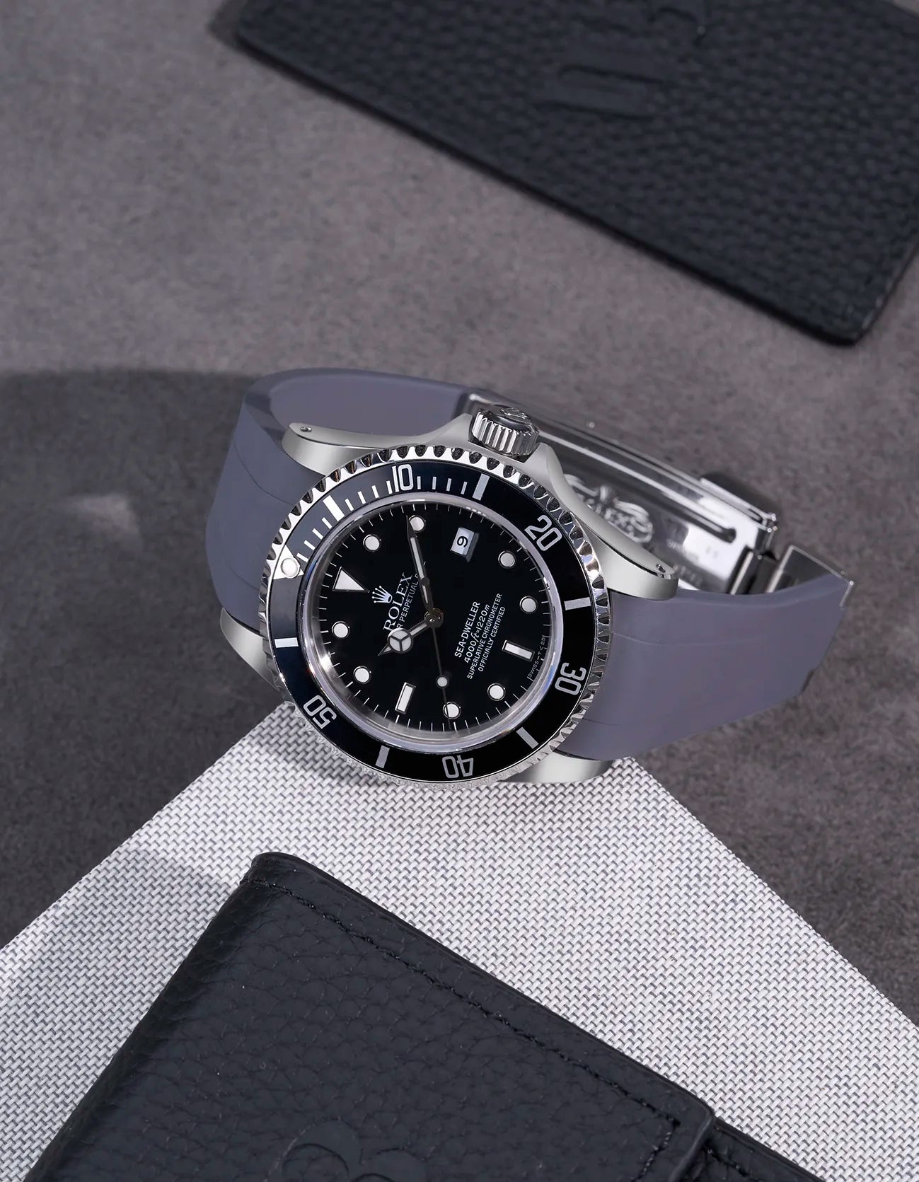 High-Quality FKM Rubber Watch Strap with Original Clasp for Rolex Sea Dweller 16600 - Durable, Comfortable & Waterproof for Diving, Swimming & Outdoor Activities
