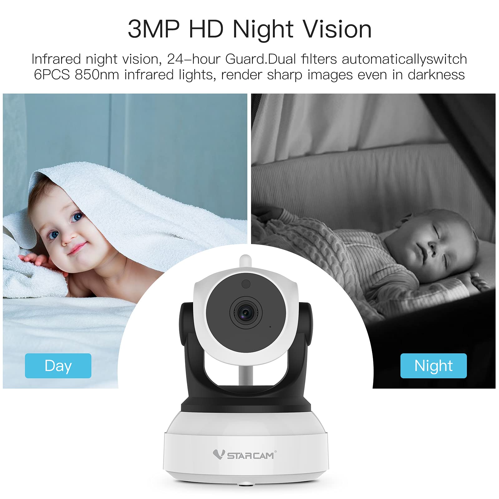 VSTARCAM 1080P Wireless Pet Camera with Night Vision, Motion Tracking & Two-Way Audio - Smart Baby/Puppy Monitor with 24/7 Cloud/SD Recording - Perfect for Home Security, Pet Monitoring & Baby Care