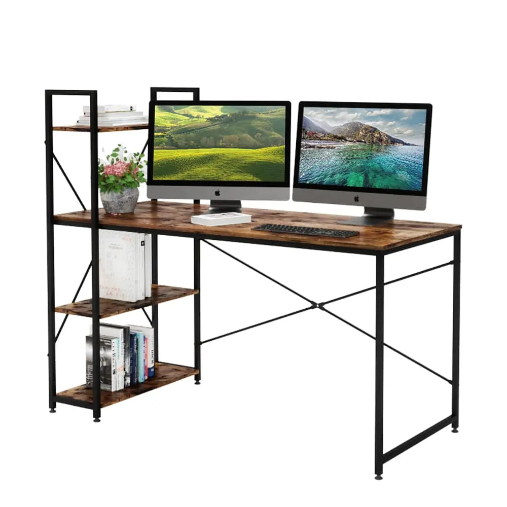 Bestier 47 Inch Modern Computer Desk with Storage Shelves - Home Office Desk for Small Spaces, Gaming & Study Workstation