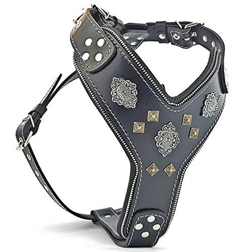 Bestia Aztec Black Chest Plate Harness - 2 Tone Rivet & Zipper Decorations - Handmade in Europe with Foam & Leather Padding - Perfect for Cosplay, LARP & Gothic Fashion