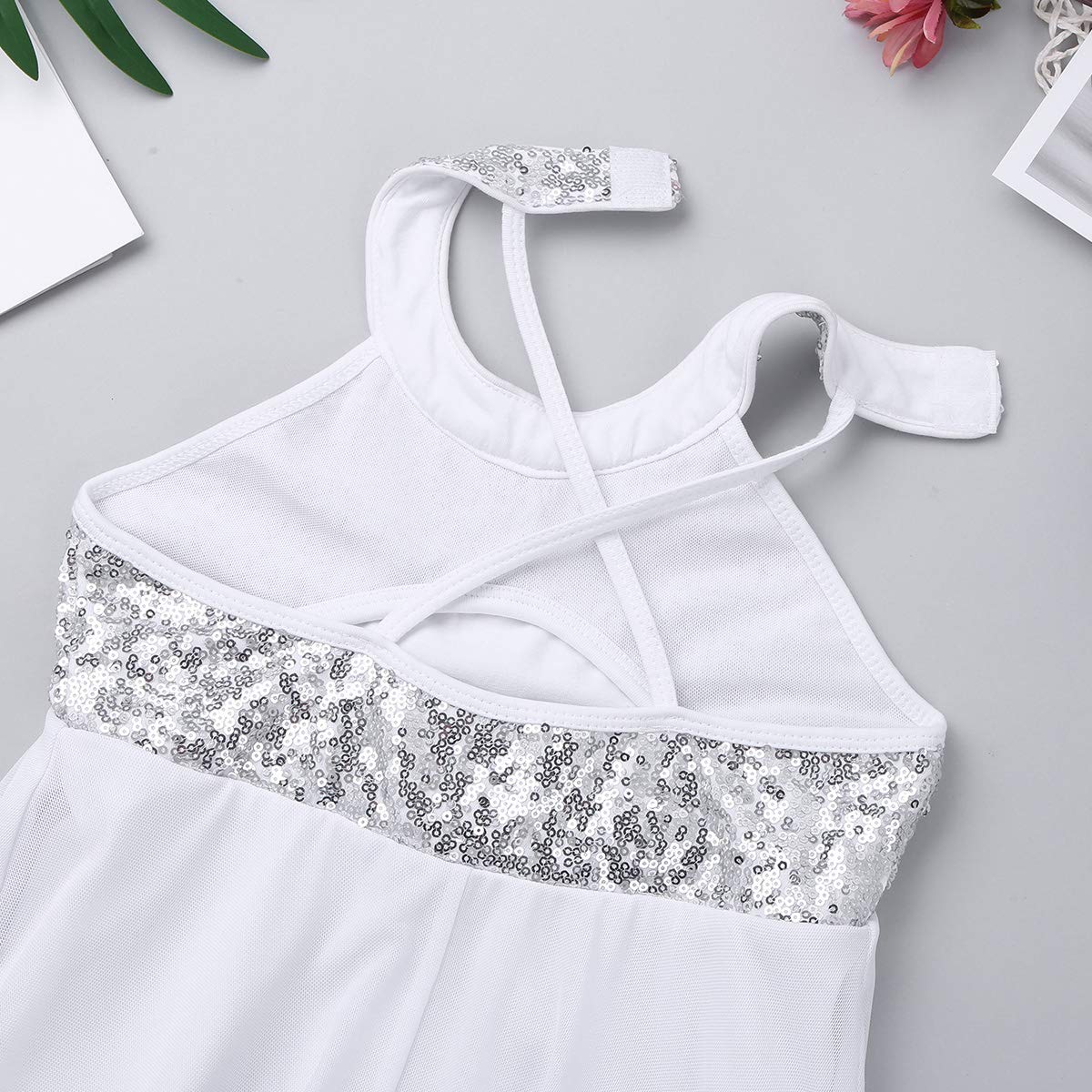 Girls' Halter Neck Lyrical Dance Leotard with Sequins - Modern Jazz & Latin Dancewear for Kids | Perfect for Recitals, Competitions & Dance Classes