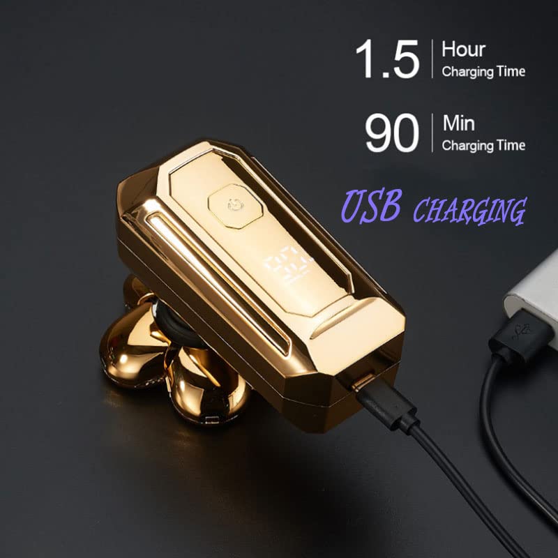 Premium 6-Blade Electric Razor for Men - Bald Shaving Machine & Beard Trimmer with LCD Display | Full Body Grooming Kit (Gold) | Perfect for Travel, Home Use & Gift Giving