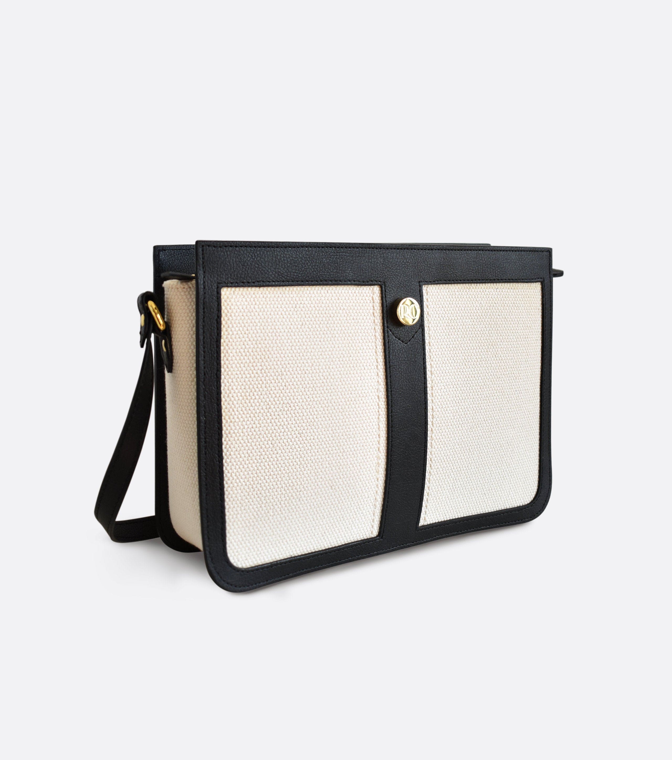 Petit Dune Organic Cotton Canvas Crossbody Bag for Women | Eco-Friendly Shoulder Purse | Black & White Striped Pattern | Perfect for Travel, Shopping & Everyday Use