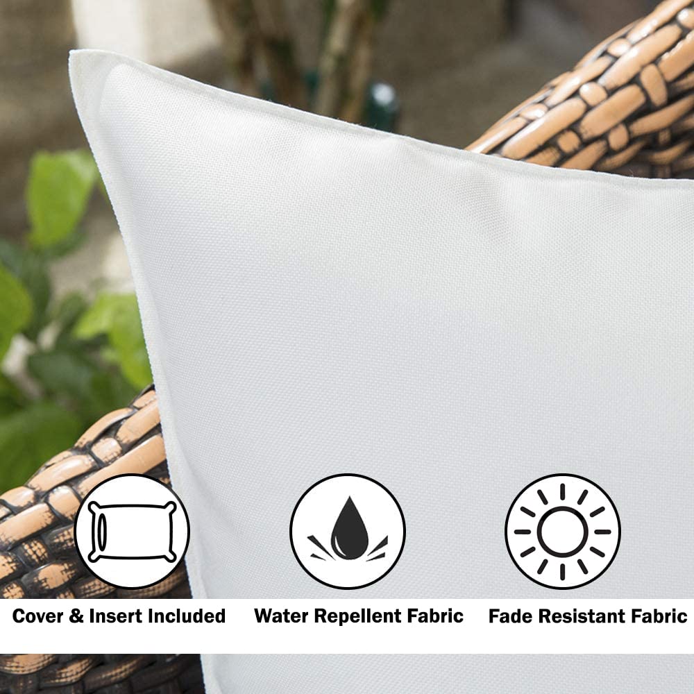 2-Pack 26x26 Inch Sunbrella Fabric Decorative Throw Pillows with Insert - Indoor Outdoor Water-Resistant Cushions for Patio, Chair, Couch, Sofa - Perfect for Living Room, Garden & Poolside Relaxation