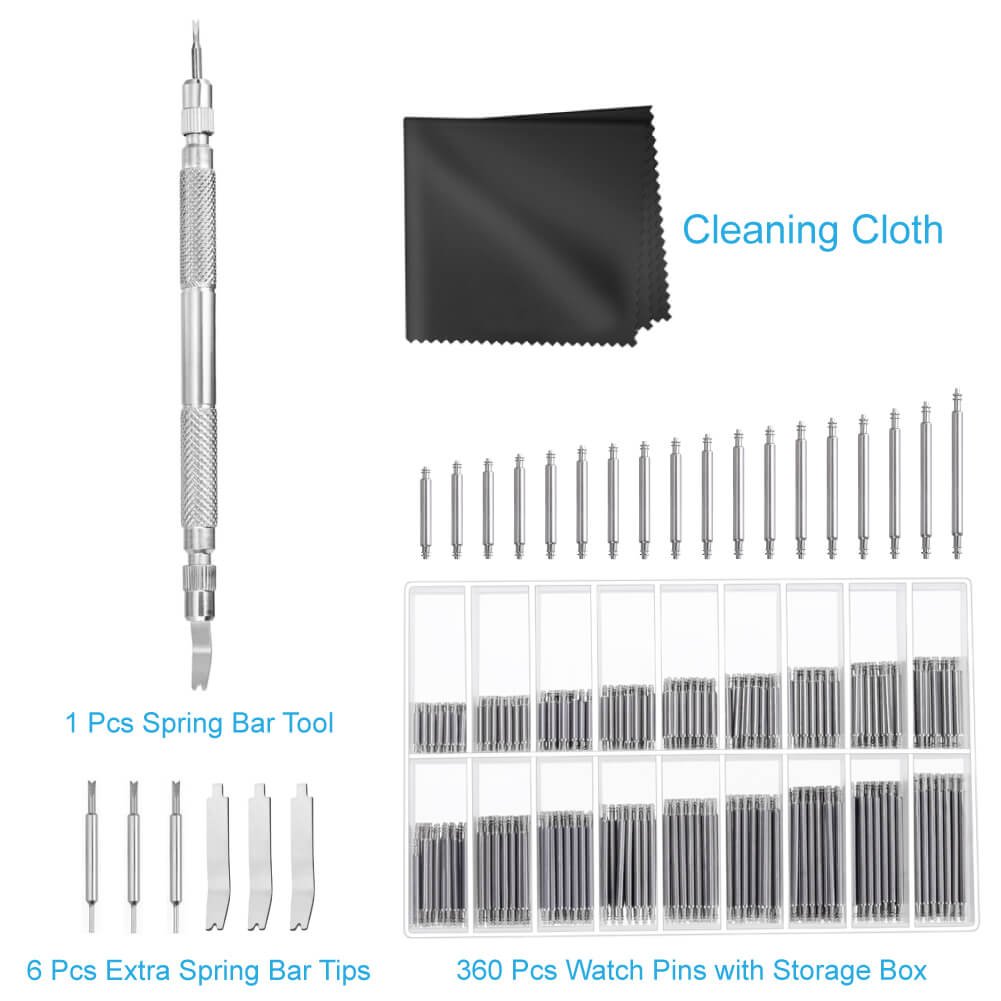 Anezus Watch Link Remover Tool Kit with Spring Bar Tool & 360 Watch Strap Pins - Professional Watch Band Removal & Repair Kit for Rolex, Seiko, Citizen - Perfect for Watch Enthusiasts & Jewelers