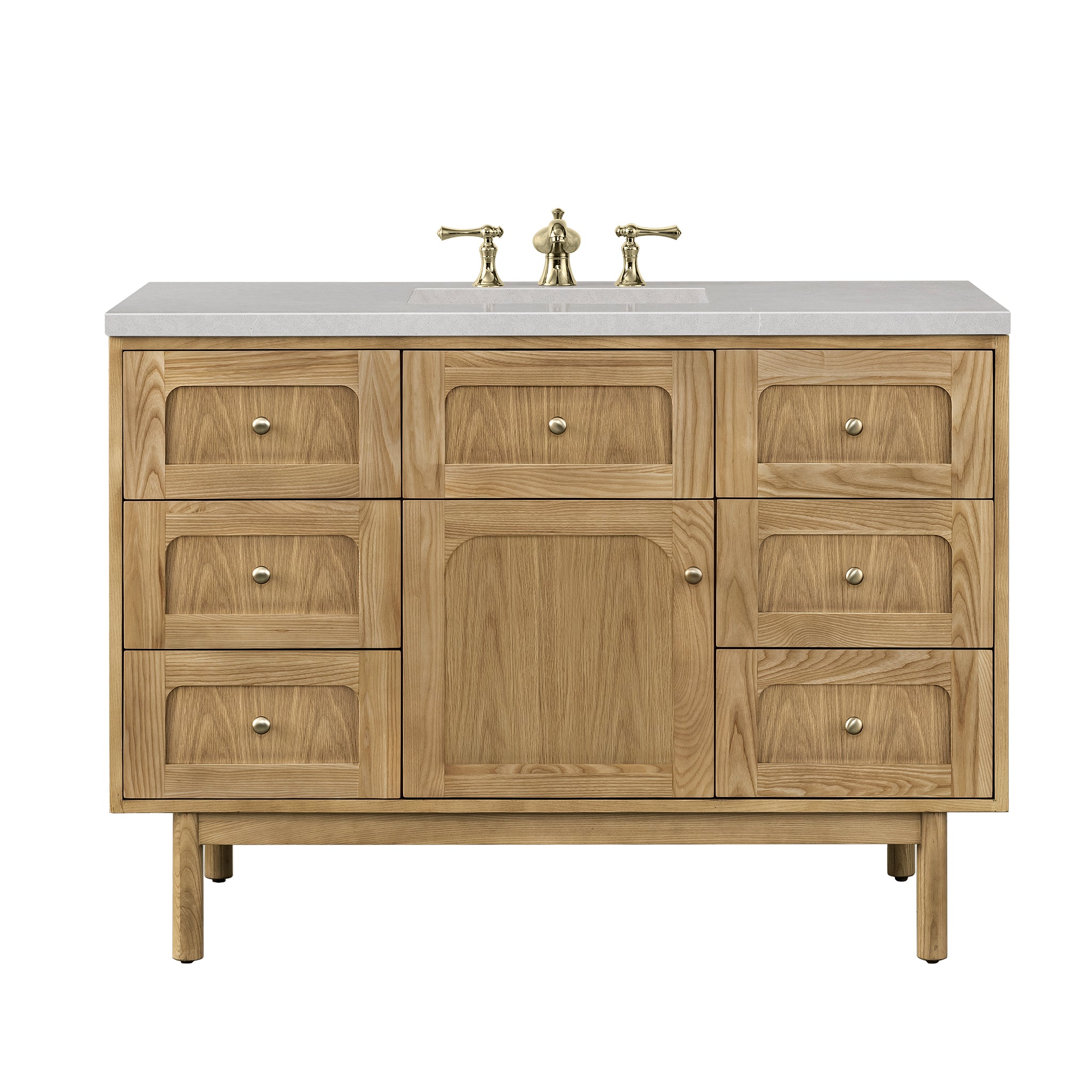 Laurent 48 Inch Single Bathroom Vanity with Light Natural Oak Finish and 3CM Eternal Serena Top - Perfect for Modern Home Bathroom Renovation and Upgrade
