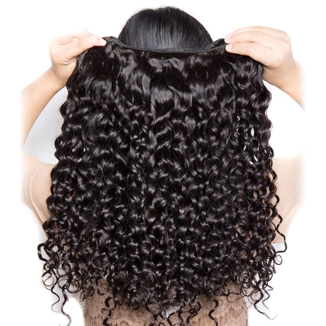 14 16 18+12 Inch Water Wave Human Hair Bundles with 4x4 Lace Closure - 100% Unprocessed Brazilian Virgin Hair - 3 Bundles Set for Natural Look - Perfect for Sew-in Weaves, Wig Making, and Everyday Styling