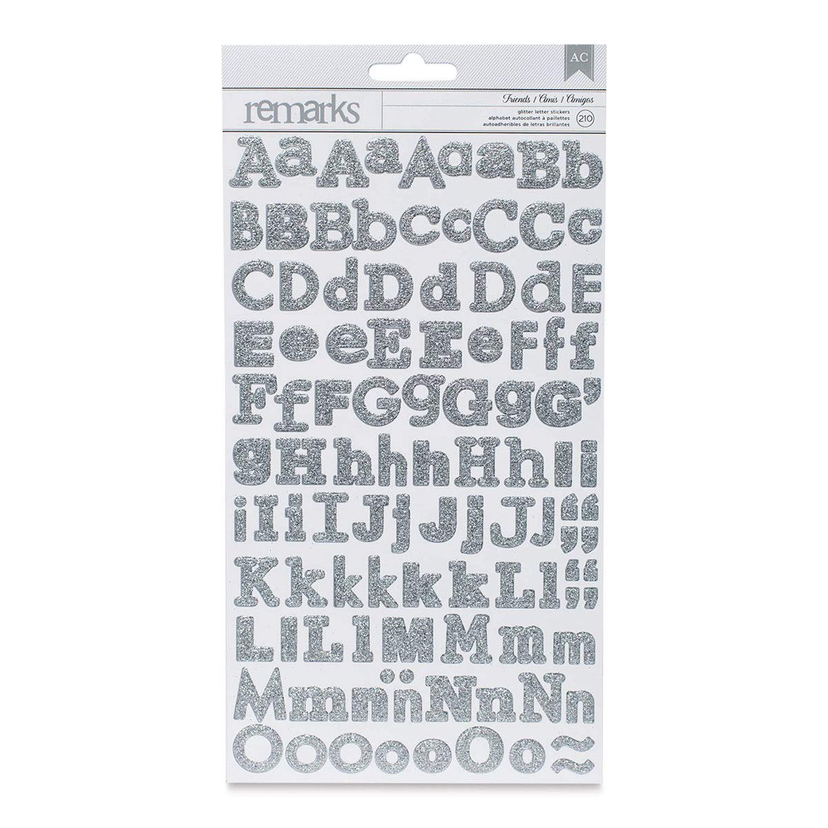 American Crafts Friends Glitter Dimensional Silver Stickers - DIY Scrapbooking, Card Making & Journaling Supplies for Creative Projects