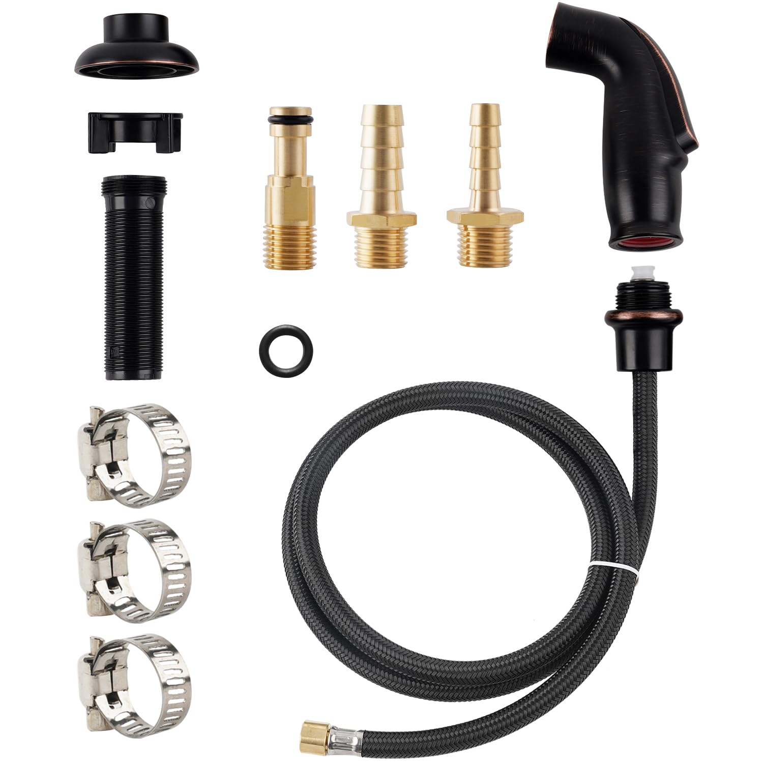 iFealClear Kitchen Sink Side Sprayer - Oil Rubbed Bronze Pull Out Sprayer with Hose & 3 Adapters | Compatible with Moen & 1/4inch Connector Faucets | Replacement Parts for Home, School & Commercial Kitchens | Easy Installation & Durable Design