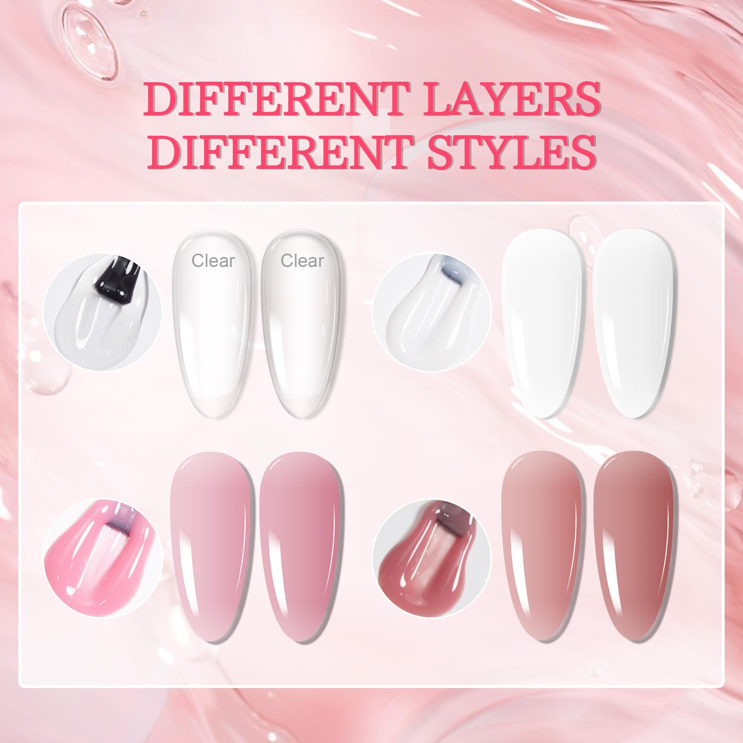JODSONE 10ML Nail Builder Gel Set - 4 Bottles for Nail Extension, Apex Building & Strengthening - UV/LED Lamp Required - Perfect for Salon, Home Manicures & Professional Nail Art