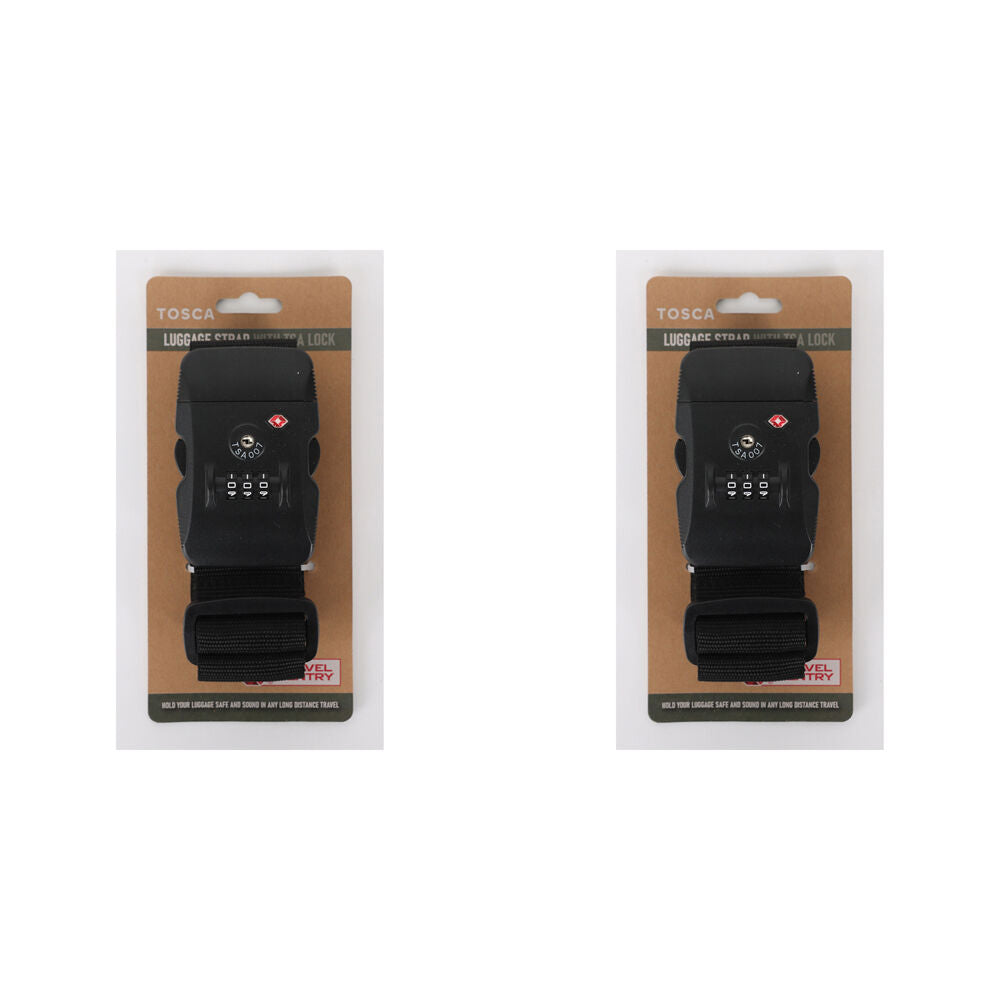 Tosca TCA068 TSA Approved Luggage Strap - Secure Black Travel Belt for Suitcases & Bags | Perfect for Airports, Business Trips & Vacations