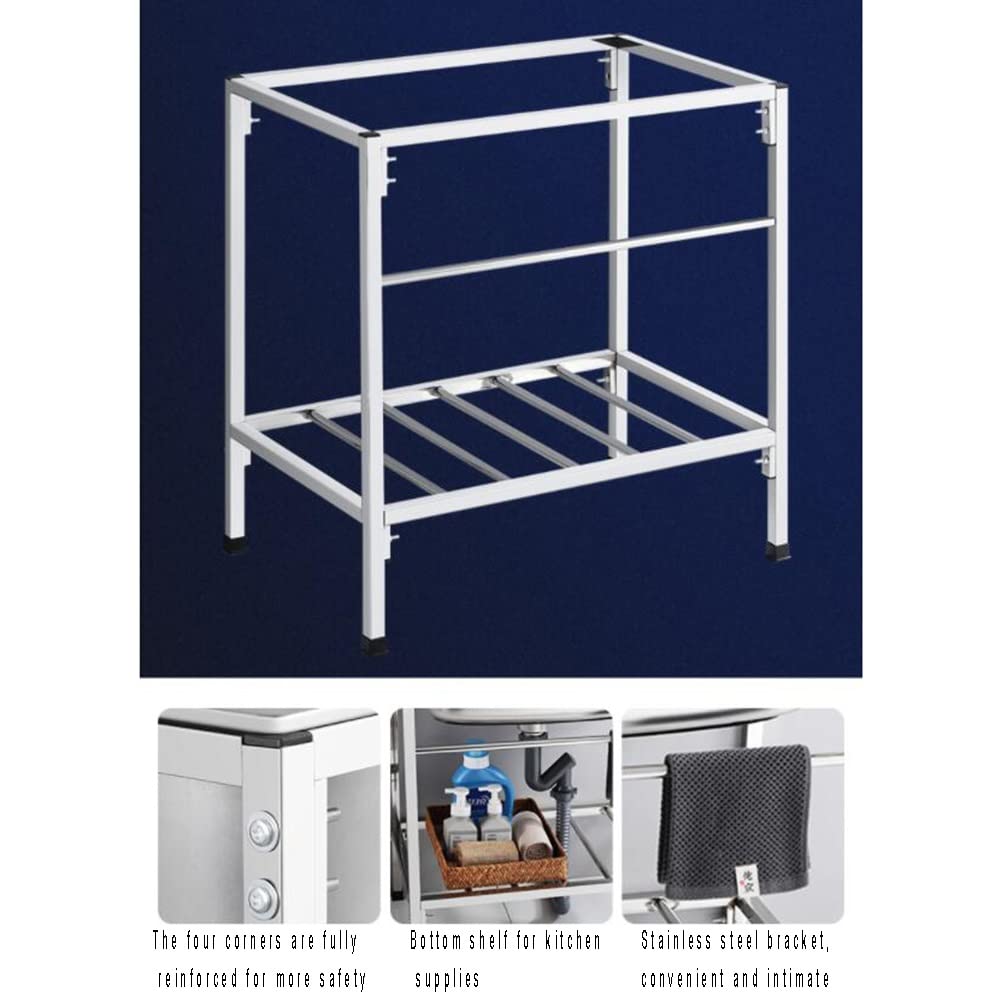 Premium 304 Stainless Steel Single Basin Kitchen Sink with Stand - Free Standing Sink Table Top for Vegetable Washing, Laundry, Backyard & Garage Use - Durable Commercial Sink for Home & Outdoor Scenarios