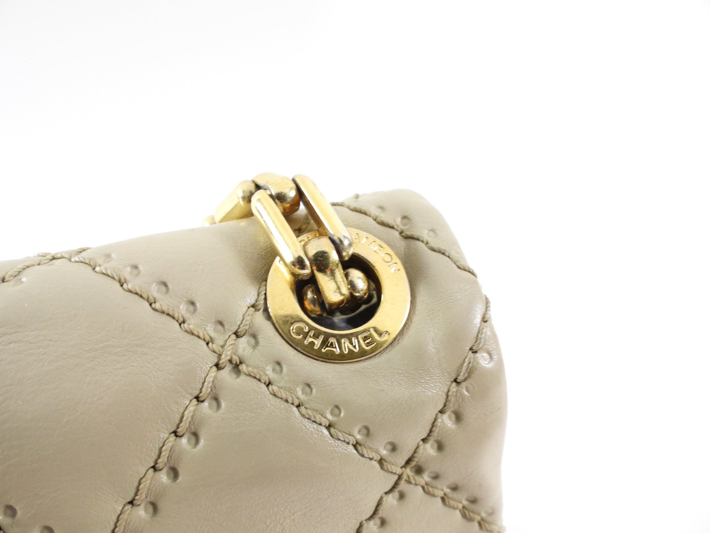 Chanel Greige Leather Ultimate Stitch Flap Bag - Luxury Designer Handbag for Women | Perfect for Evening Events, Parties & Special Occasions