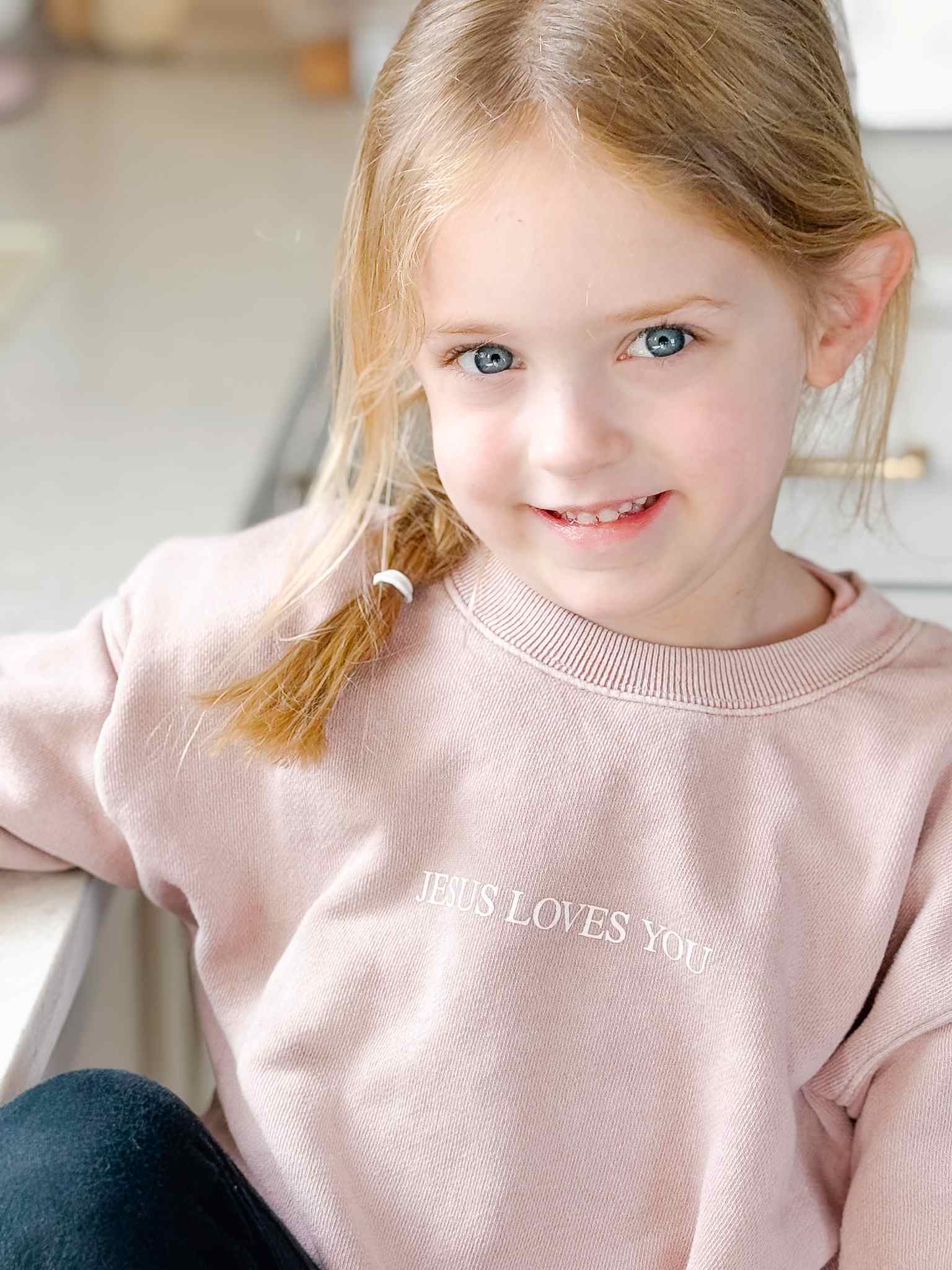 Jesus Loves You Kids Crewneck Sweatshirt - Soft Pink Christian Apparel for Boys & Girls | Church, Sunday School & Family Outings